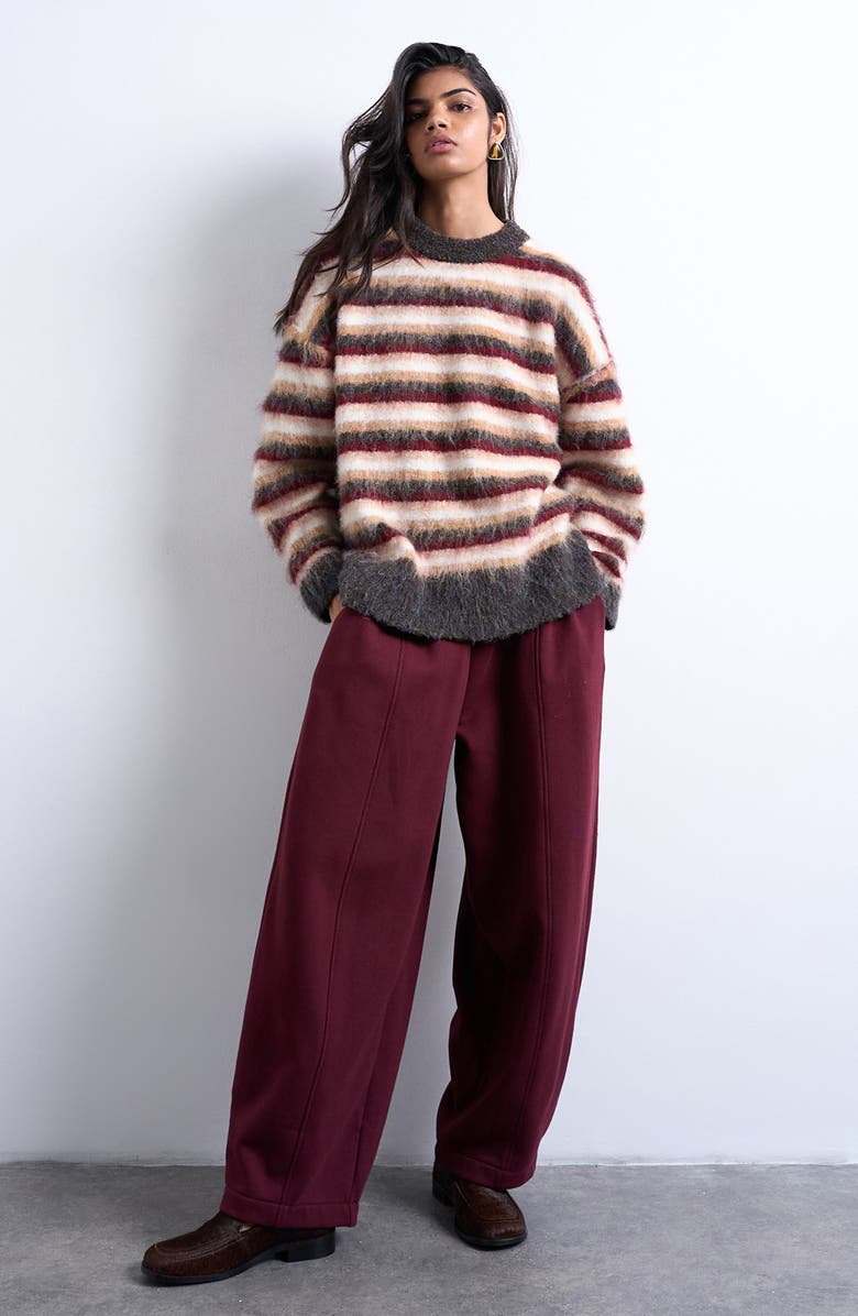 Fluffy Stripe Crewneck Sweater