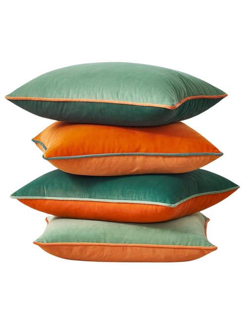 Double-Sided Contrast-Piped Cushion Covers, Set of 4