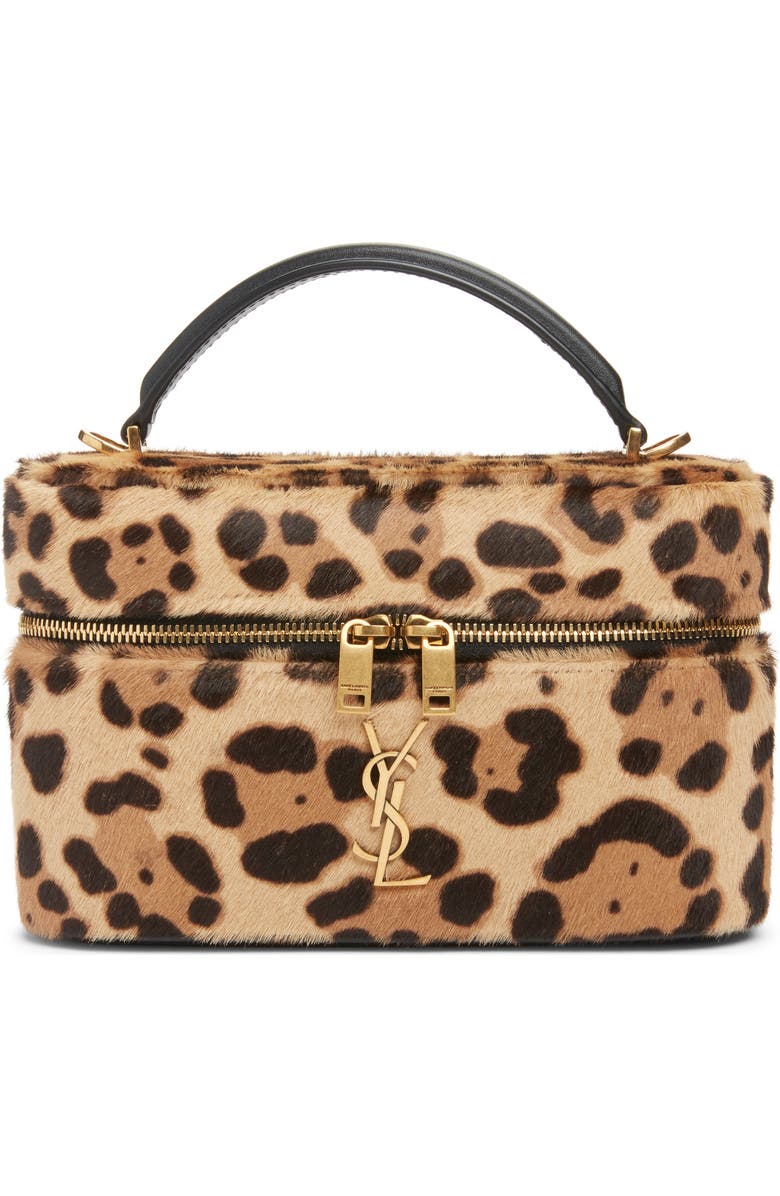 Gaby Leopard Print Genuine Calf Hair Vanity Bag