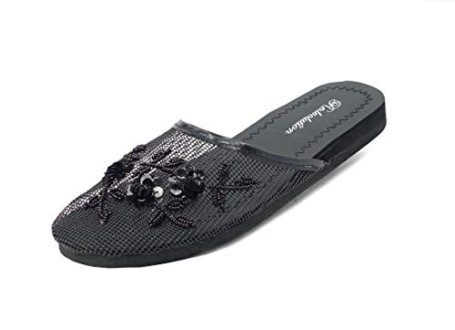 Redvolution Women's Chinese Mesh Flip Fop Sandals Slipper (6, Black)
