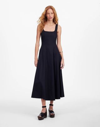 Madewell, vestido midi de quadrado com costura