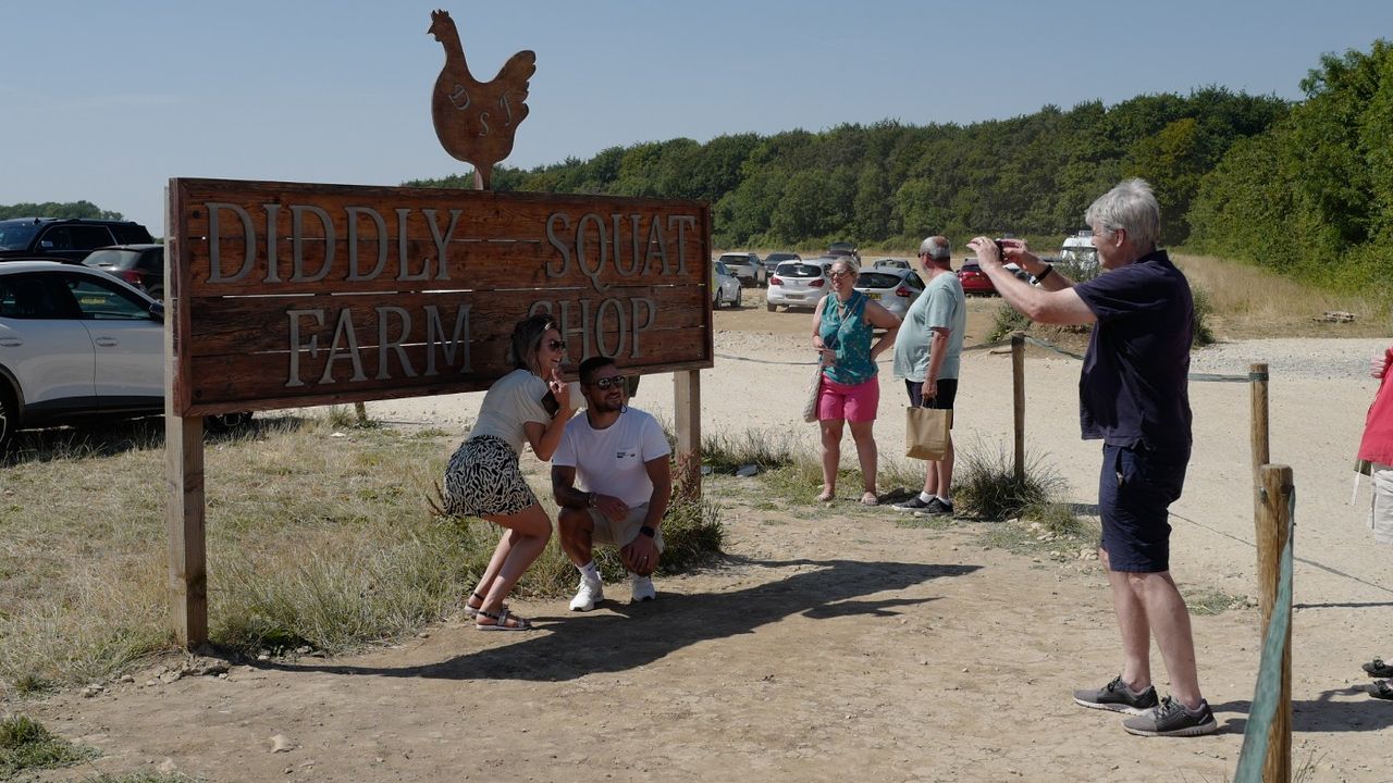 Visitors at the Diddly Squat Farm Shop in Oxfordshire