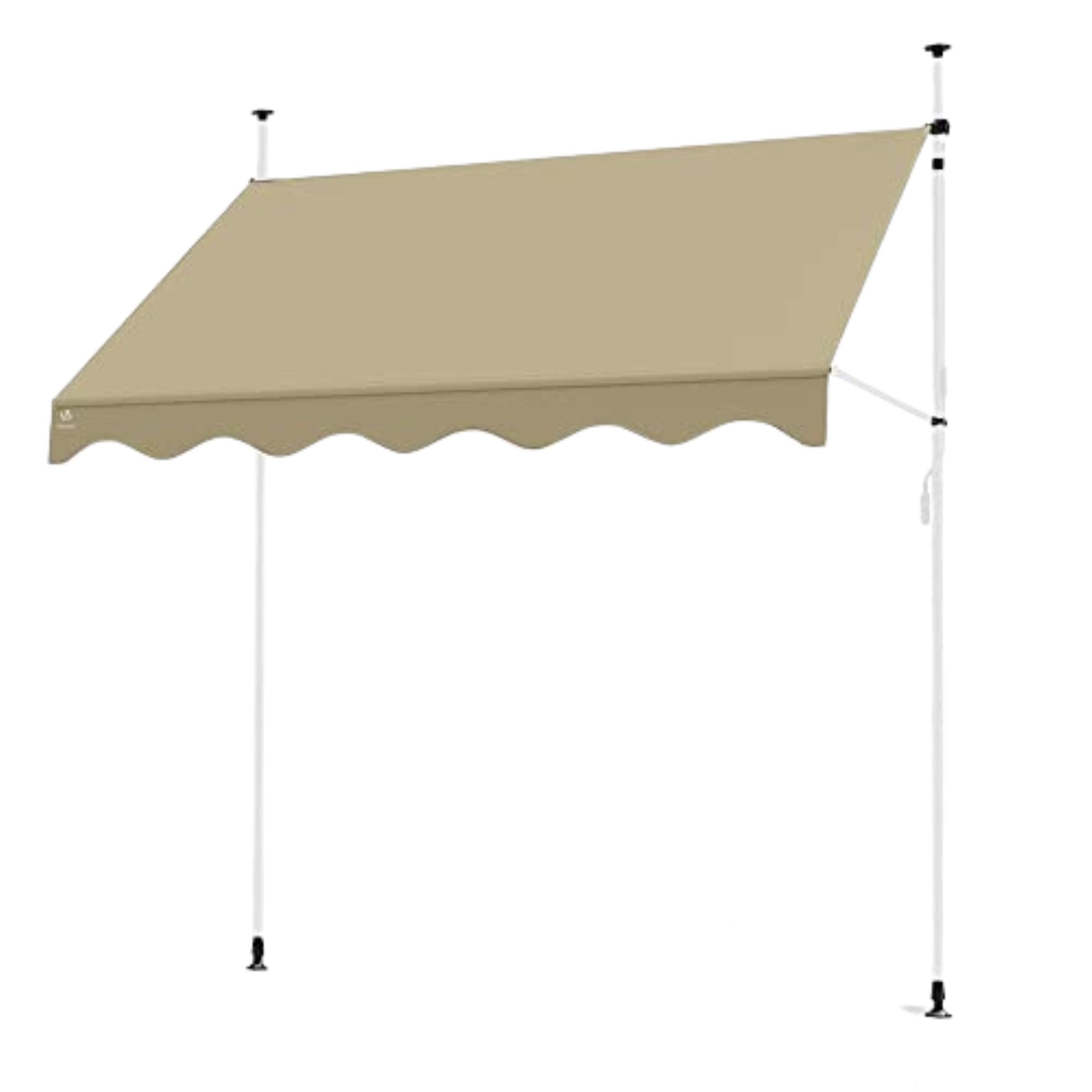 VOUNOT, Patio Telescopic Retractable Manual Awning in Beige