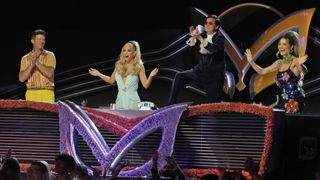 Robin Thicke, Jenny McCarthy Wahlberg, Ken Jeong and Rita Ora in The Masked Singer season 12