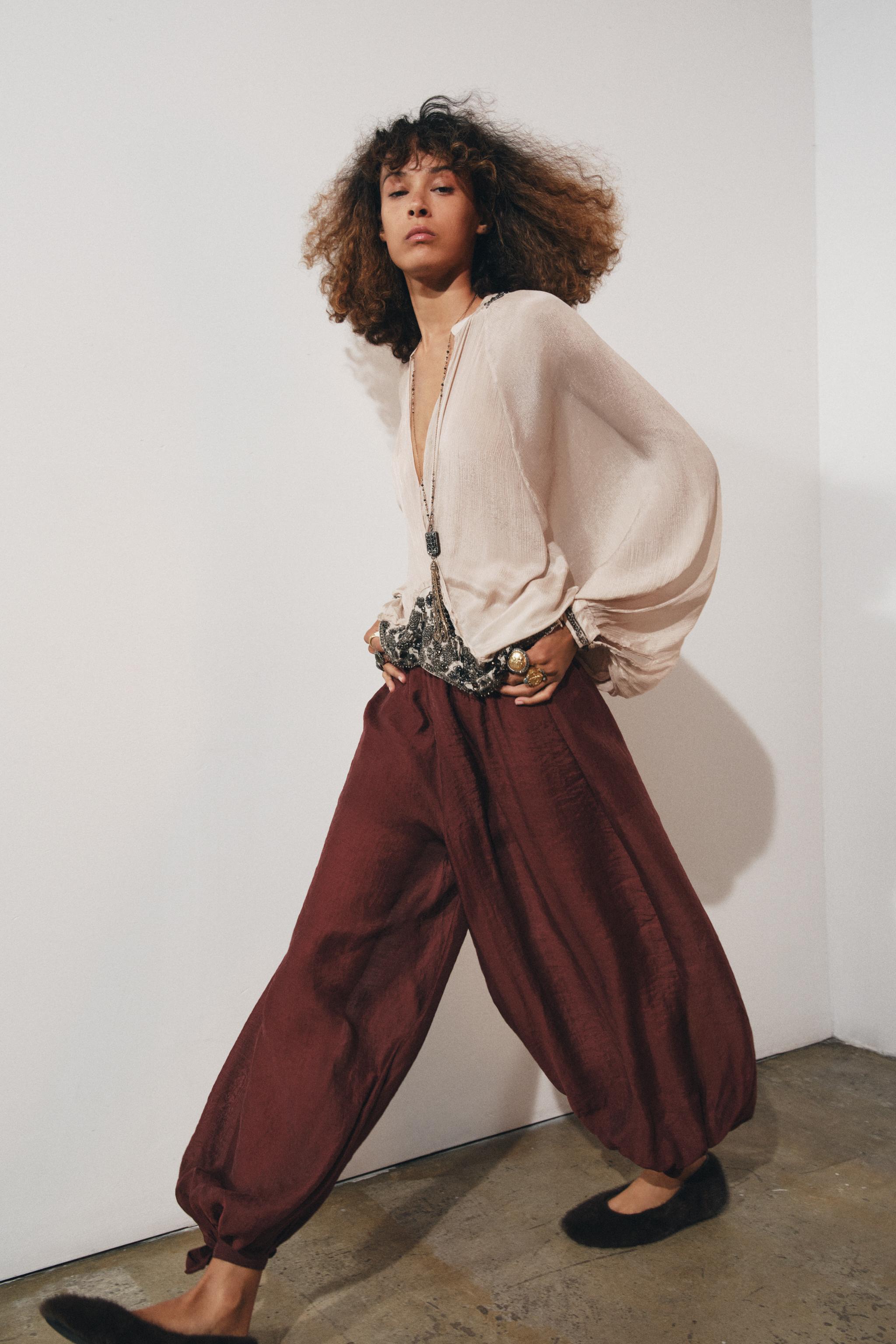 Zw Collection Tie Waist Balloon Pants