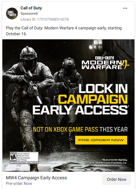 Xbox reklamuje CoD z dopiskiem „NIE NA XBOX GAME PASS W TYM ROKU"