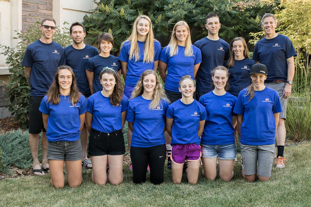 Staff and students gather for a Montana Cross Camp photo