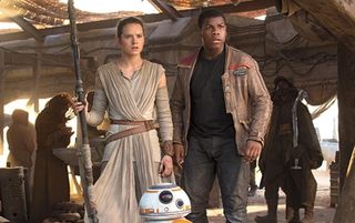 Rey (Daisy Ridley) and Finn (John Boyega) in "Star Wars: The Force Awakens."