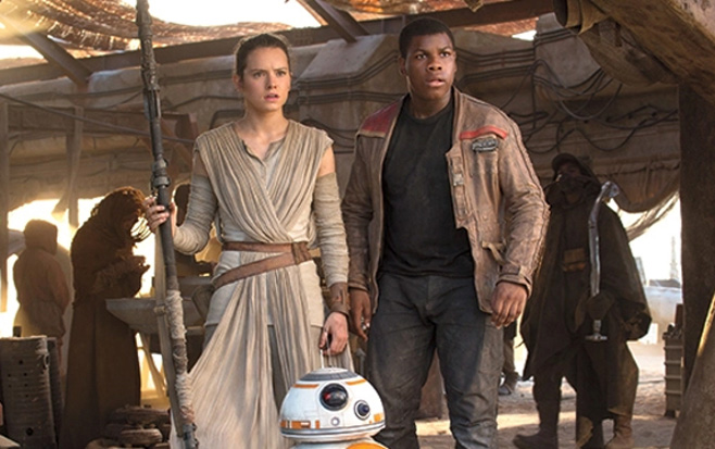 Rey (Daisy Ridley) and Finn (John Boyega) in &quot;Star Wars: The Force Awakens.&quot;