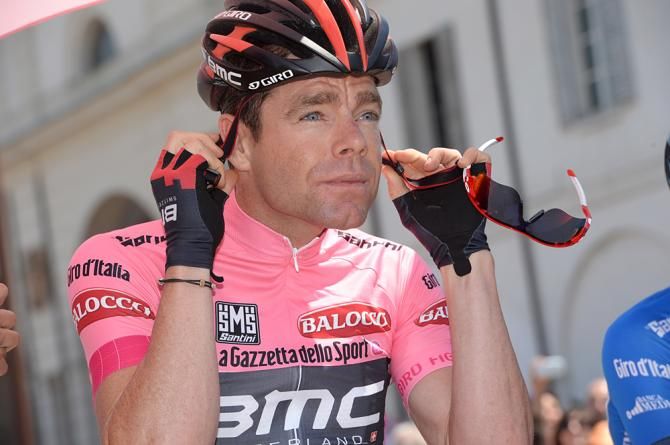 Cadel Evans (BMC Racing) gets ready for the start of Stage 10