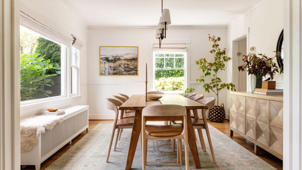 light and airy neutral dining room 