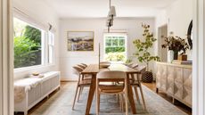 light and airy neutral dining room