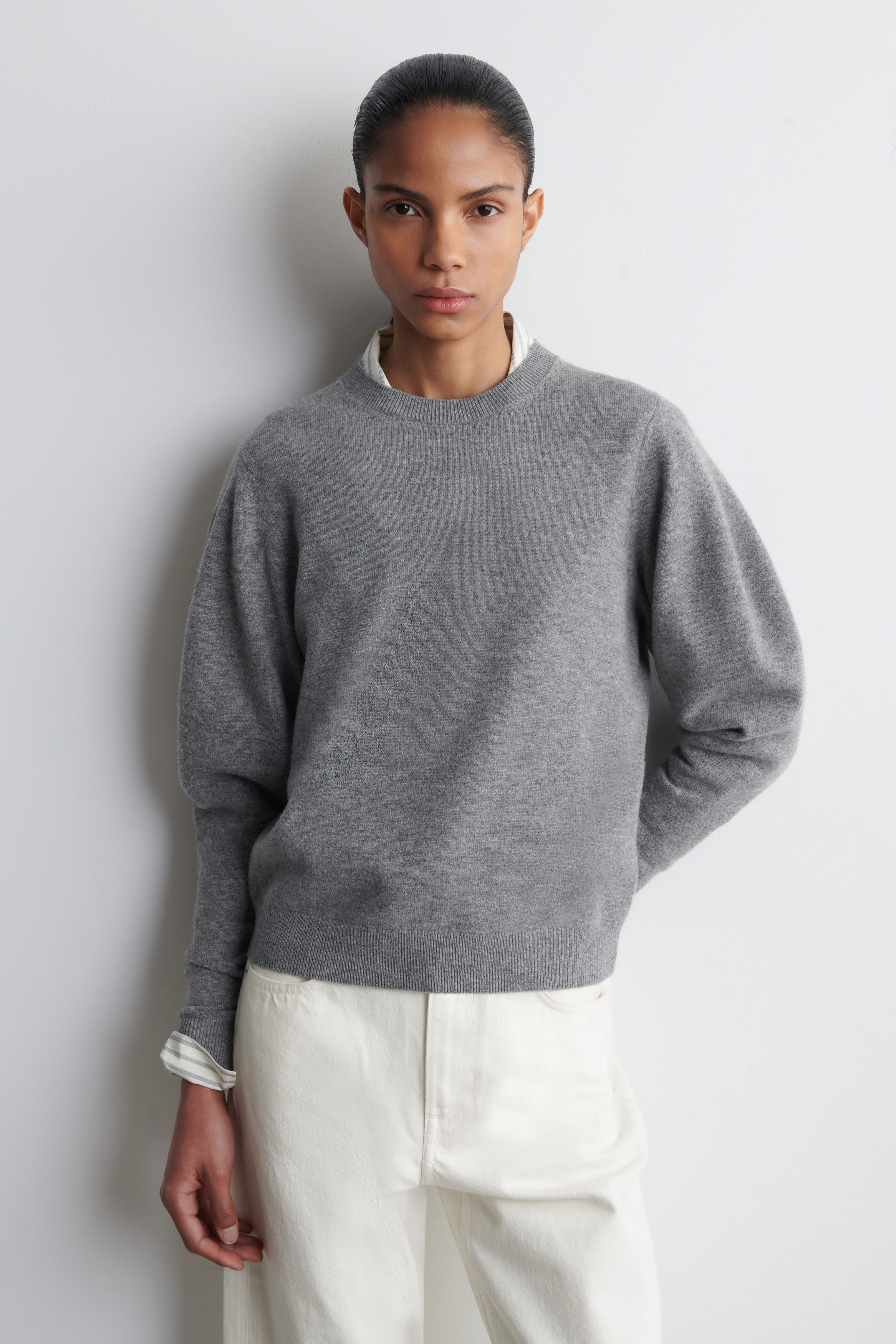 Balloon-Sleeve Merino Wool Sweater