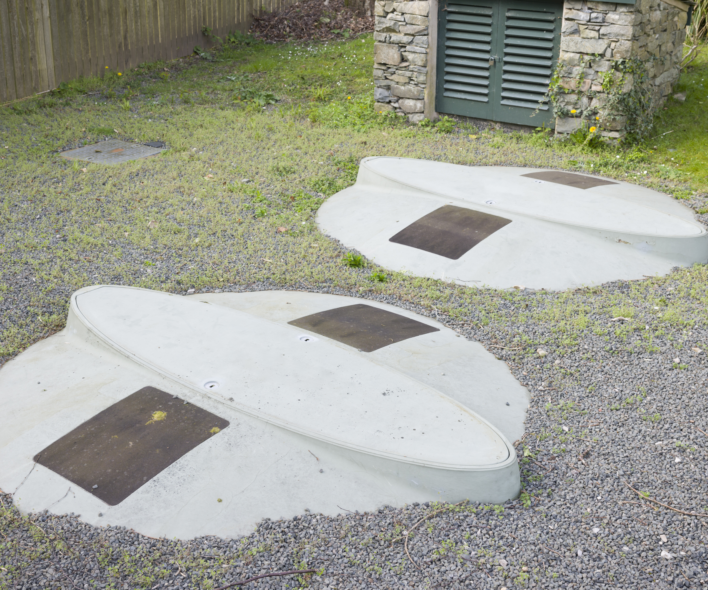 sewage treatment works in garden