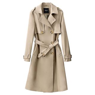 Orolay Long Trench Coat for Women With Belt Lightweight Double-Breasted Duster Trench Coat Slim Fit Khaki Xl