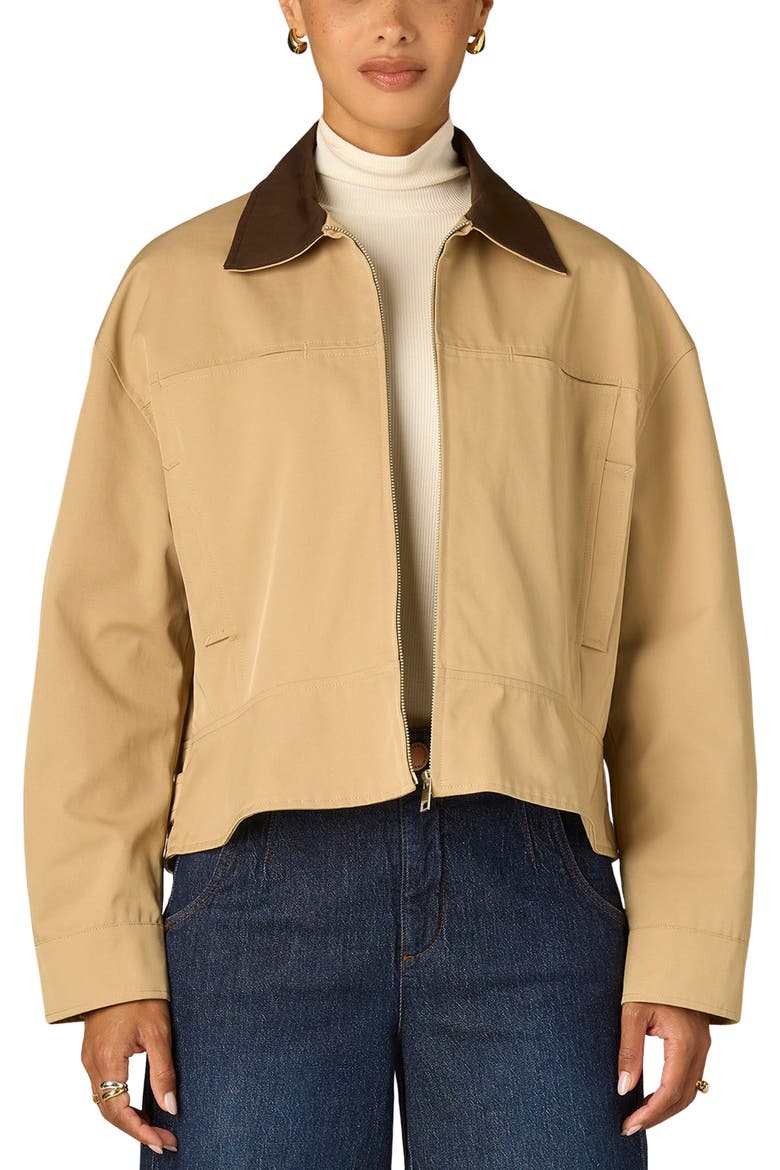 Contrast Collar Peplum Jacket