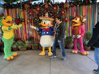 Candid photo with Three Caballeros at Disney California Adventure