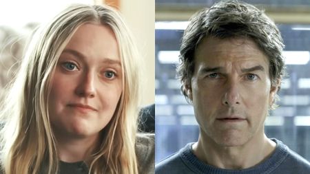 Dakota Fanning in a grey t-shirt in The Sun Never Sets (2026), Tom Cruise in a Grey t-shirt in Mission:Impossible-Final Reckoning.