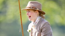 Lady Louise Windsor laughs as she takes part in the 'Pol Roger Meet of The British Driving Society' on day 4 of the 2023 Royal Windsor Horse Show in Home Park, Windsor Castle on May 14, 2023 in Windsor, England. 