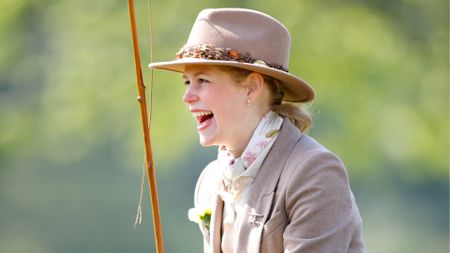 Lady Louise Windsor laughs as she takes part in the 'Pol Roger Meet of The British Driving Society' on day 4 of the 2023 Royal Windsor Horse Show in Home Park, Windsor Castle on May 14, 2023 in Windsor, England. 