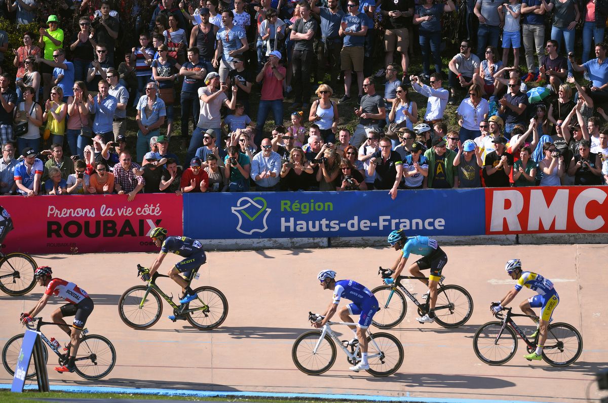 Mat Hayman (Orica-Scott) after finishing Paris-Roubaix