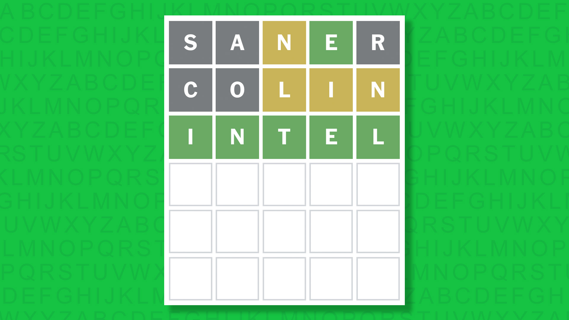 NYT Wordle answer for game 1898 on a green background