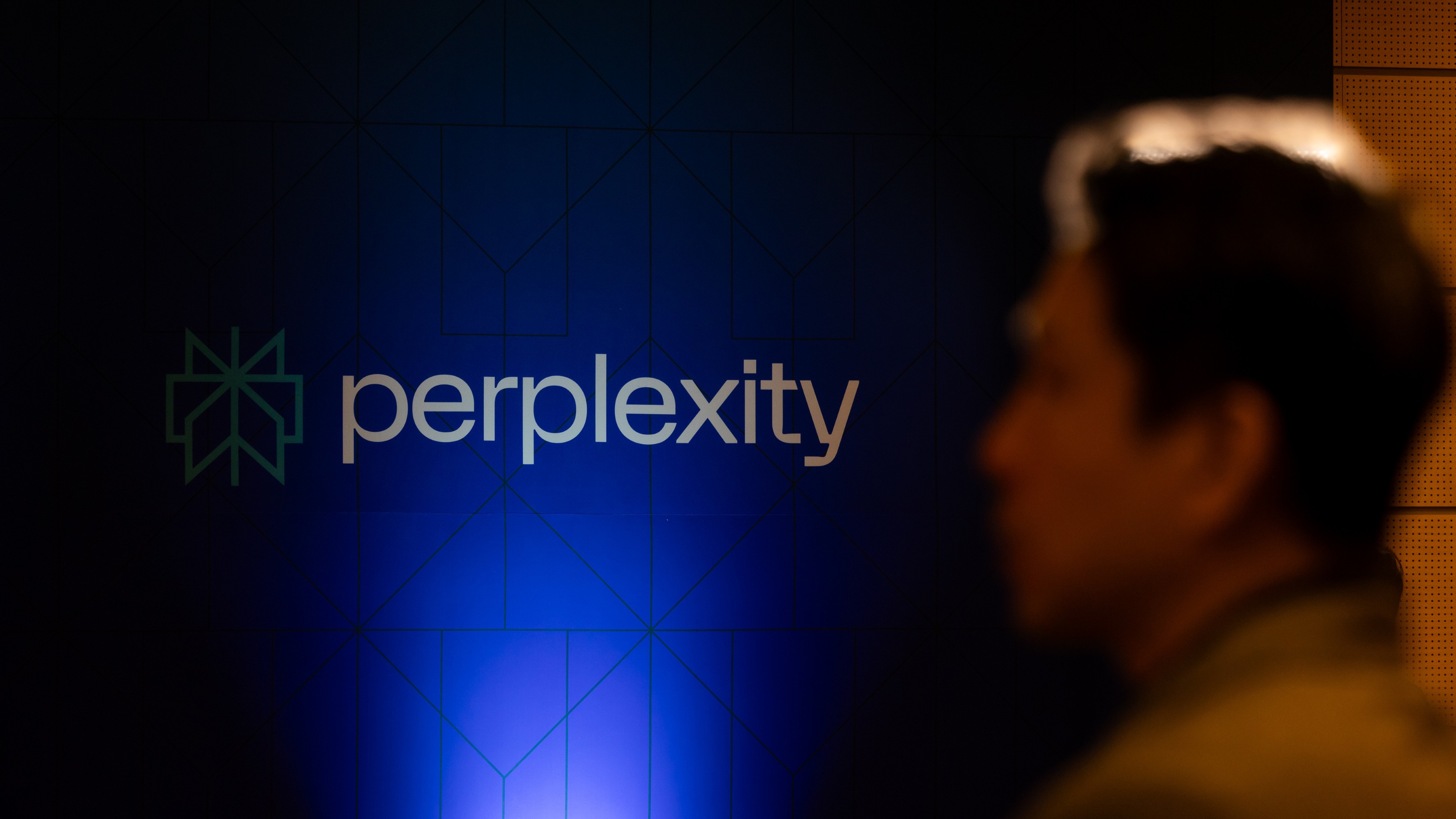 The Perplexity AI logo during a news conference at the SK Telecom Co. headquarters in Seoul, South Korea, on Wednesday, Sept.4, 2024.