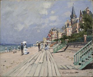 The Beach at Trouville, 1870, by Claude Monet