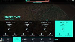 Battlefield 2042 in game deployment map screen choosing weapon loadout