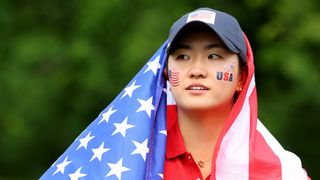 Rose Zhang during the 2022 Curtis Cup at Merion Golf Club