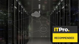 data centre with graphical representation of cloud networks superimposed