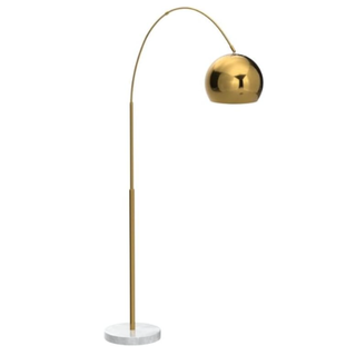 Brightech Olivia Floor Lamp, Arc Lamp for Living Rooms, Standing Lamp With Led Light Bulbs for Bedroom Reading, Great Living Room Décor, Tall Lamp for Offices – Brass/gold