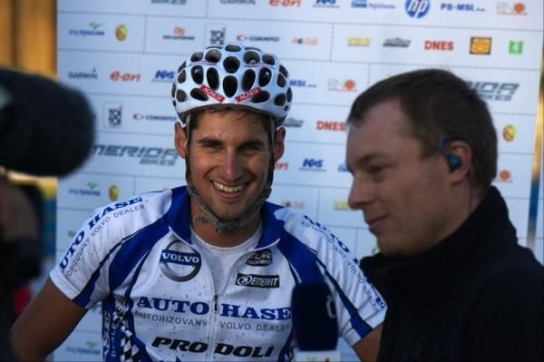 A happy Jan Fojt&iacute;k after his sprint win.