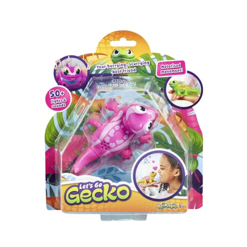 Lets Go Gecko - Pink | Your Hurrying Scurrying Best Friend | Interactive Walking Pet Gecko With Over 50 Lights and Sounds | for Kids Aged 3+