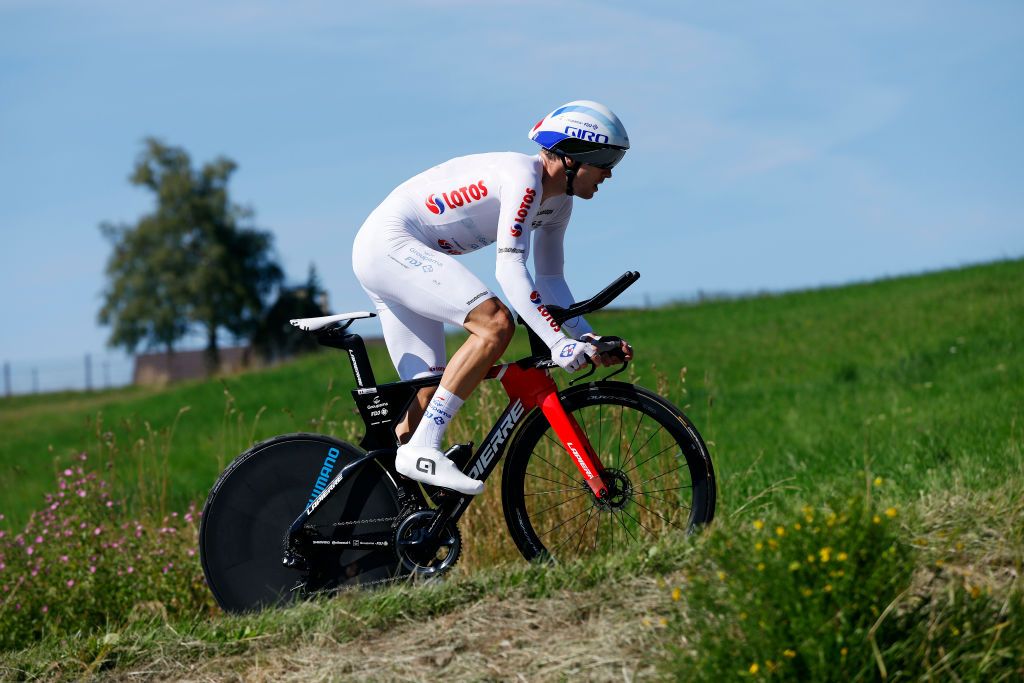 WIERCH RUSINSKI POLAND AUGUST 04 Arnaud Demare of France and Team Groupama FDJ sprints during the 79th Tour de Pologne 2022 Stage 6 a 118km individual time trial Szaflary to Wierch Rusinski ITT TdP22 WorldTour on August 04 2022 in Wierch Rusinski Poland Photo by Bas CzerwinskiGetty Images
