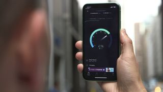 Ookla's Speedtest running on a smartphone