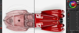 Affinity Design 2 in use showing a race car design