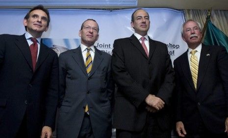 Kenneth Melson (right), the director of the Bureau of Alcohol, Tobacco, Firearms and Explosives, poses with Mexican officials last October: Melson may resign this week.