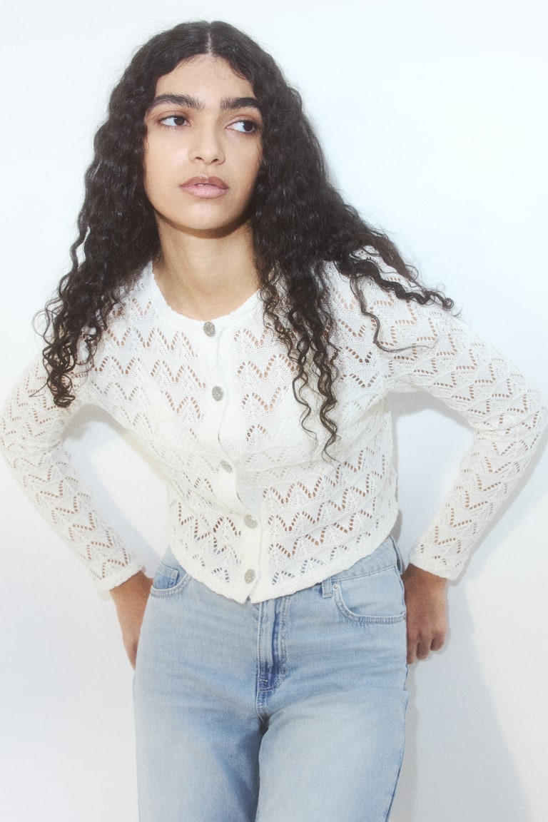 Pointelle-Knit Cardigan