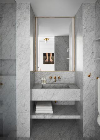 White marble bathroom sink
