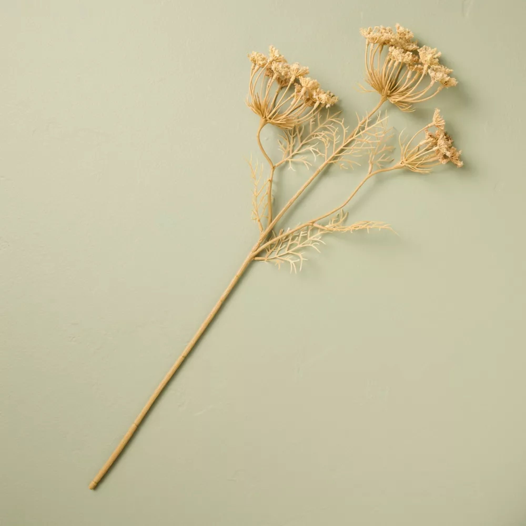 Faux Queen Anne&#039;s Leaf stem in beige