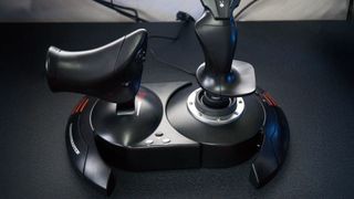 Thrustmaster T.Flight Hotas X flight stick on a desk