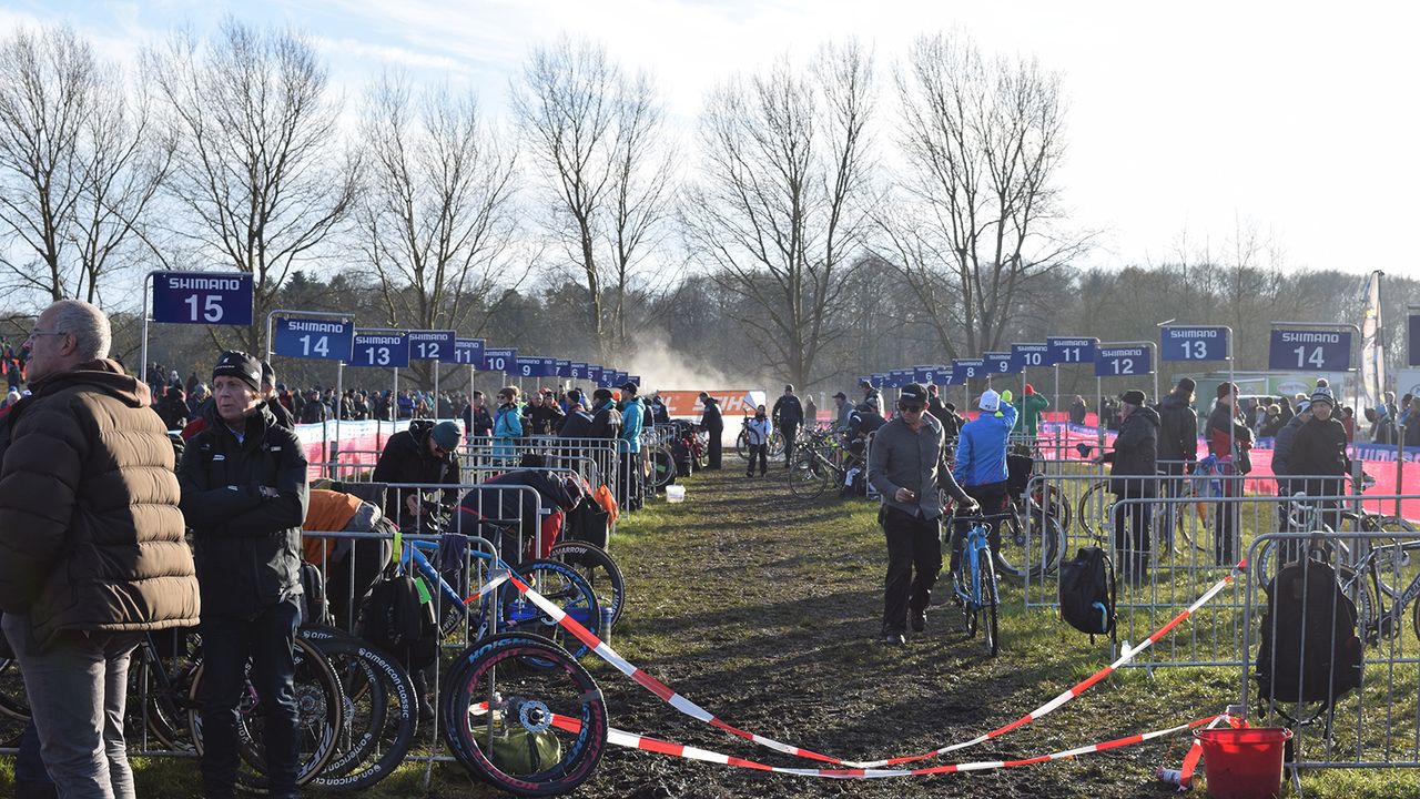 A look at the pits during the Women's Elite race