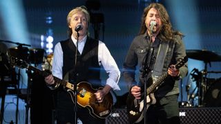 Paul McCartney and Dave Grohl perform together at the Pyramid Stage at Glastonbury 2022