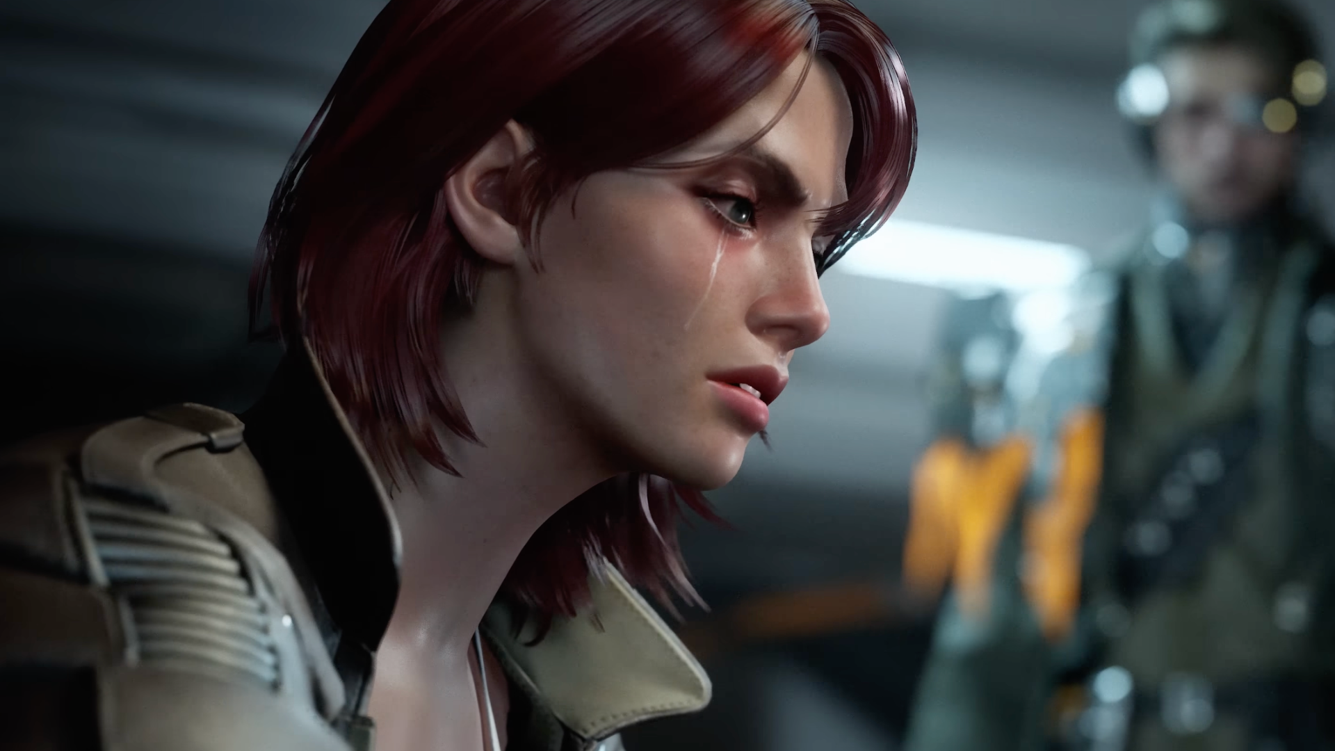 The First Descendant character cries a single tear