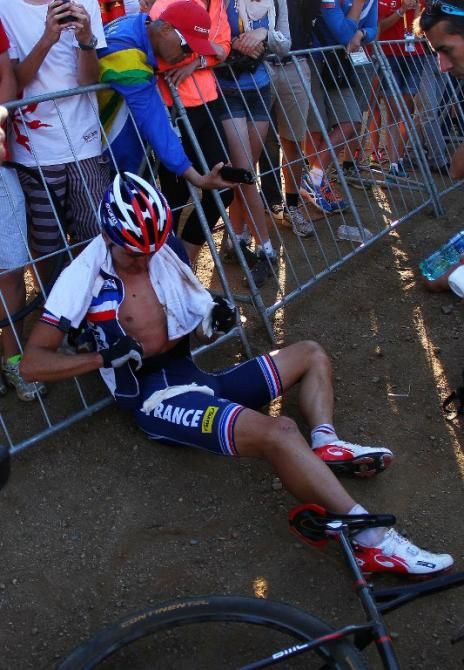 Julien Absalon (France) recovers after the finish