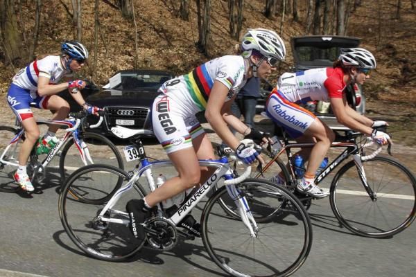 World champion Tatiana Guderzo of Italy shows off her rainbow jersey