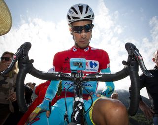 Fabio Aru prepares himself for stage 12 of the 2015 Vuelta a Espana.
