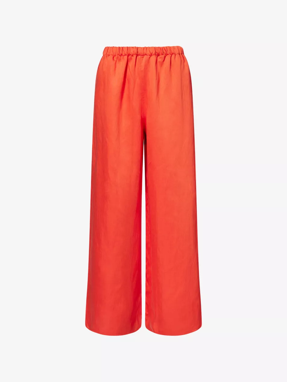 Demi Wide-Leg Linen-Blend Trousers - Xs