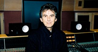 George Harrison pictured at the mixing desk in the studios of Capitol Records circa 2000.